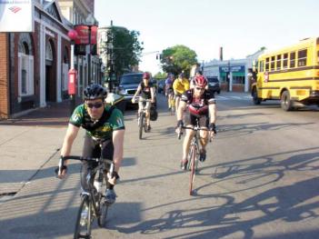 Bike Week riders cruise through Fields Corner last May. 	Photo courtesy Dot Bike